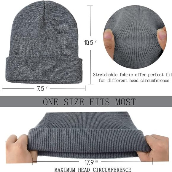 1&2 Pack Beanie for Men Women Slouchy Beanie Hats Winter Knit Caps Soft Ski Hat‎ - Picture 3 of 6